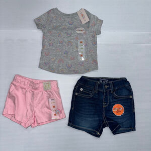 Baby Girl Garanimals Children’s Place Pink 2 shorts 1 shirt NWT 6-9 M Lot NEW